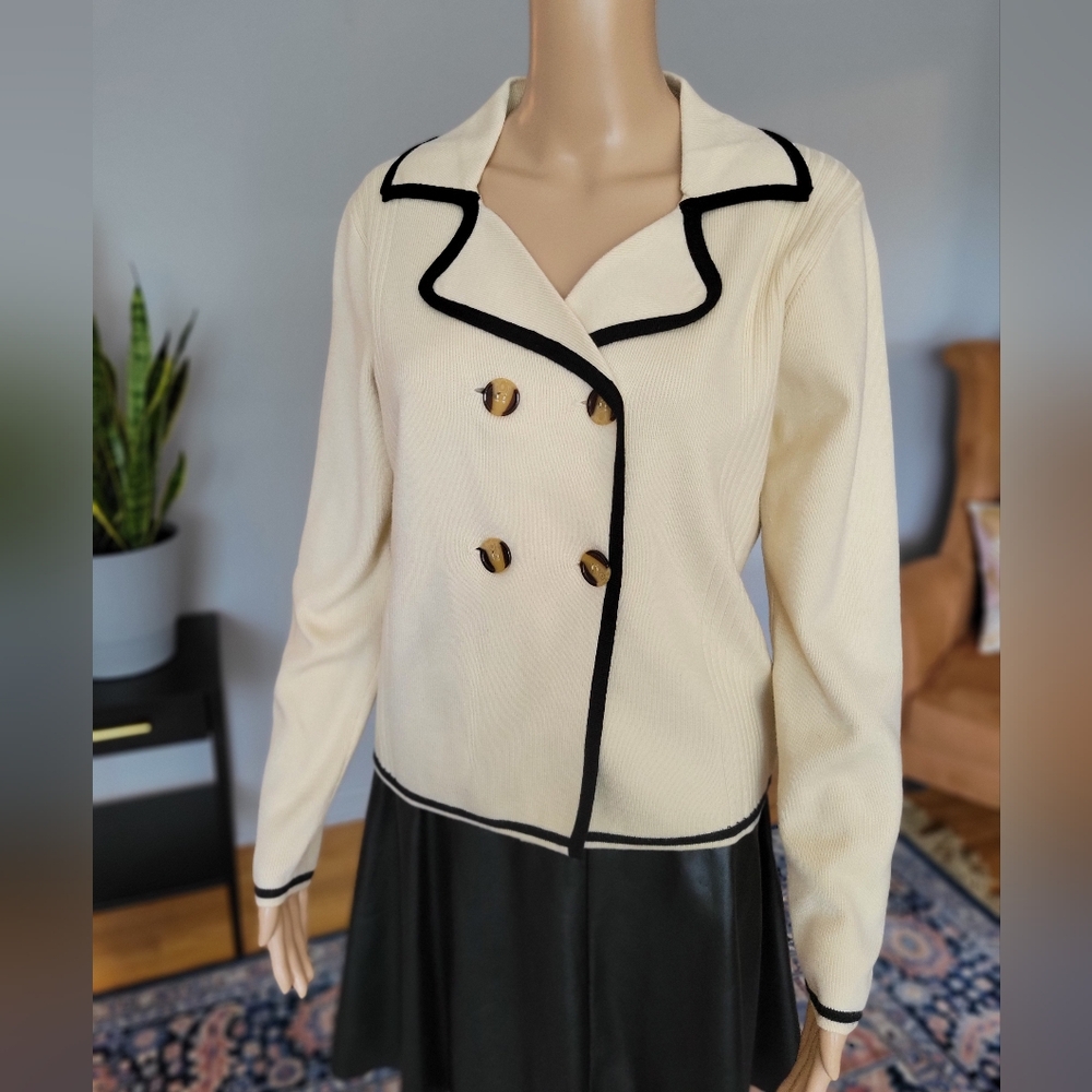 MOTF Cream Double-Breasted Women's Sweater Jacket - Size S - NWOT - Picture 2 of 9